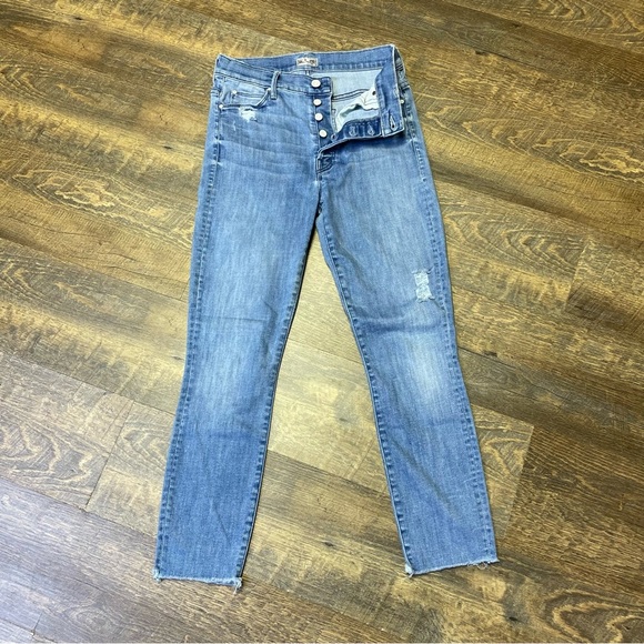 MOTHER The Stunner Ankle Fray High-Rise Skinny Jeans in Graffiti Girl Womens 26 - Picture 1 of 12